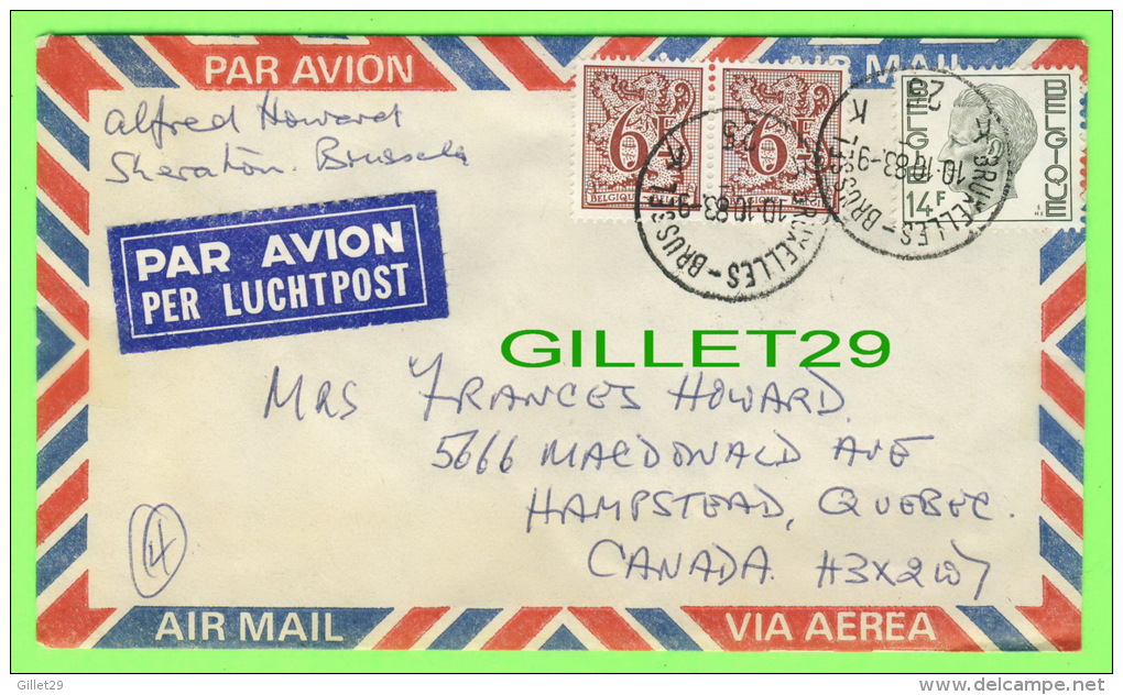 BRUXELLES, BELGIQUE - ENTIERS POSTAUX - ENVELOPPE, 1983 - BY AIR MAIL - AÉROGRAMME - - Aerograms