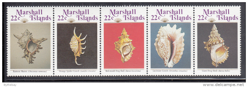 Marshall Islands MNH Scott #123a Strip Of 5 22c Sea Shells - Marshallinseln