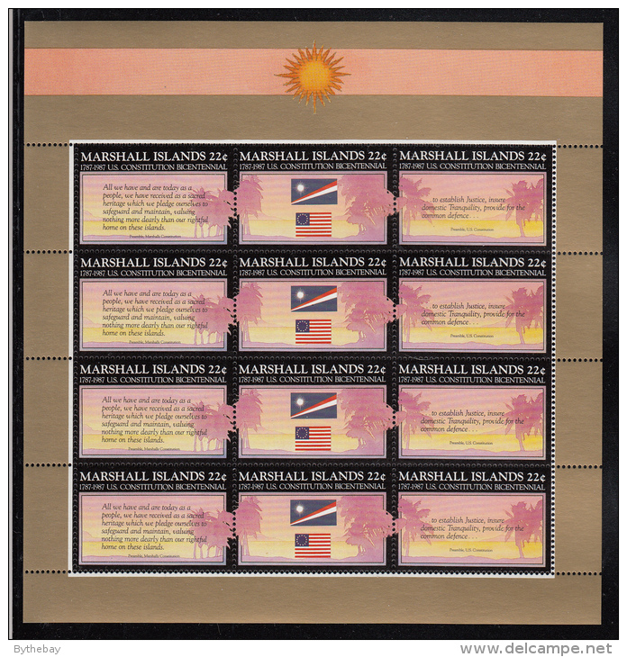 Marshall Islands MNH Scott #148a Minisheet Of 4 Strips Of 3 22c US Constitution Bicentennial - Marshall