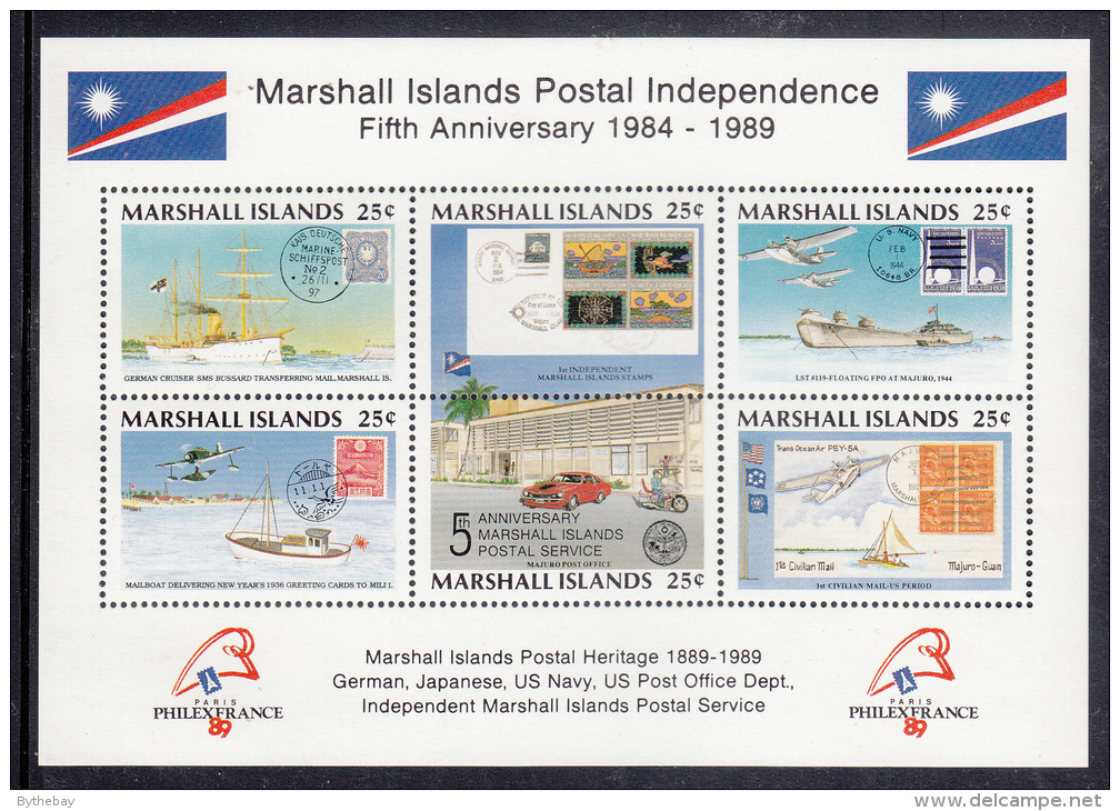 Marshall Islands MNH Scott #230 Souvenir Sheet Of 6 25c Islands Postal Independence - PhilexFrance 89 - Marshall Islands