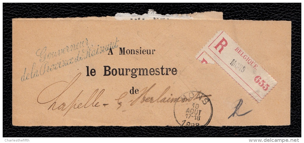 1898 BANDE DOCUMENTS EXPEDIEE Par GOUVERNEUR DU HAINAUT ( Griffe ) à MONS VERS BOURGMESTRE CHAPELLE - LEZ - HERLAIMONT - Franchigia