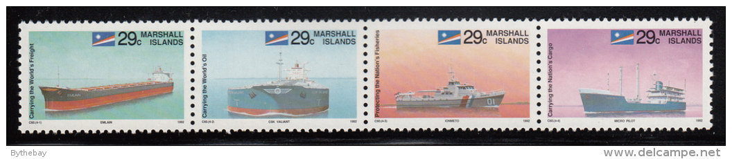 Marshall Islands MNH Scott #417a Strip Of 4 29c Ships - Bulk Cargo Ship, Tanker, Patrol Boat, Freighter - Marshall Islands