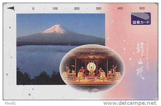 Carte Prépayée Japon - Volcan FUJI & Orchestre Musique Tambour  Vulcan & Music Japan Card  Vulkan & Orchester Musik / 2 - Montagnes