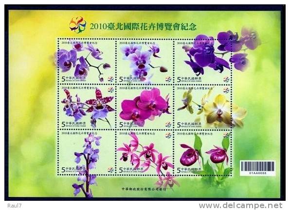 TAIWAN 2010 - Fleurs, Orchidées - Feuillet Neuf // Mnh - Unused Stamps