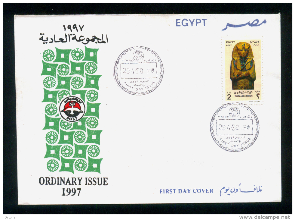 EGYPT / 1997 / MUMMIFORM COFFIN OF TUTANKHAMUN / FDC - Briefe U. Dokumente