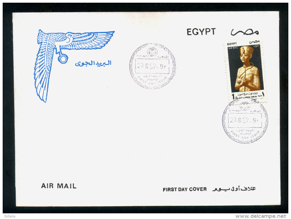 EGYPT / 1997 / AIRMAIL / WOODEN STATUE OF TUTANKHAMUN / FDC - Brieven En Documenten