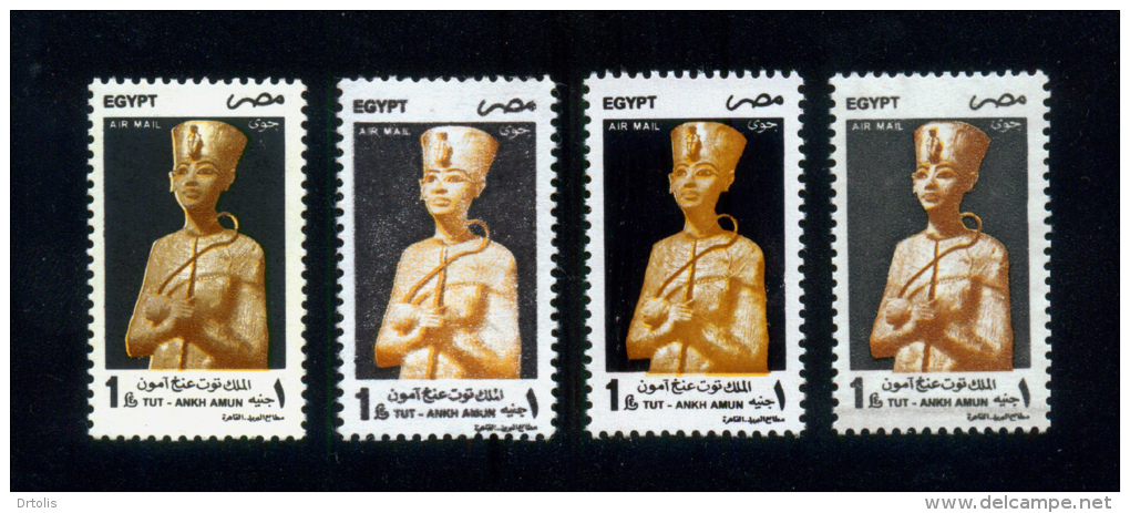 EGYPT / 1997 / AIRMAIL / 4 DIFFERENT ISSUES / WOODEN STATUE OF TUTANKHAMUN / MNH / VF - Nuevos