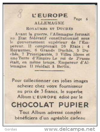 Image Chocolat Pupier 68 X 52 Mm Europe - Germany - Heraldry - Flag - Royaumes Et Duches D'Allemagne - Other & Unclassified