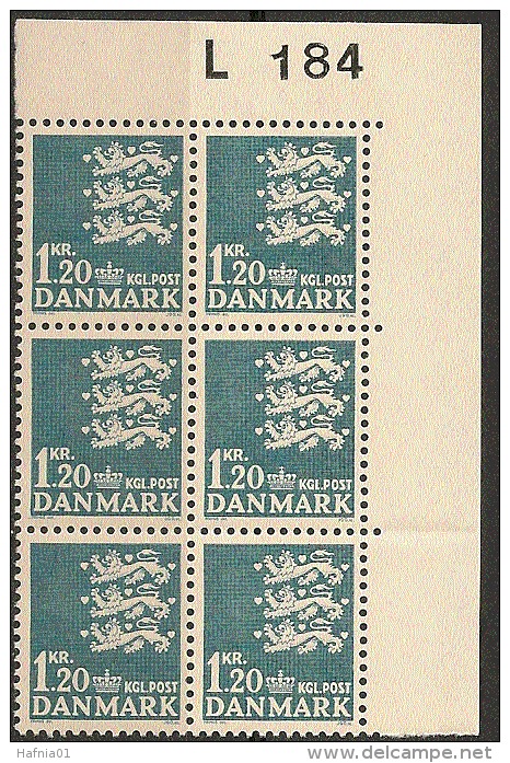 Czeslaw Slania. Dernmark 1971. Coat Of Arms. Michel 513, Plate-6-block MNH. - Unused Stamps