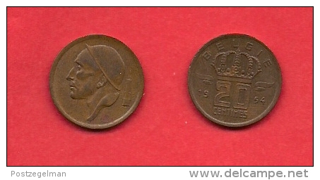 BELGIUM, 1954-1960, Circulated Coin, 20 Centimes,Dutch Km147.1, C1669 - 20 Cents