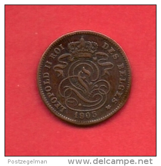 BELGIUM, 1905, Circulated Coin, 2 Centimes, French Km35.1, C1670 - 2 Cents