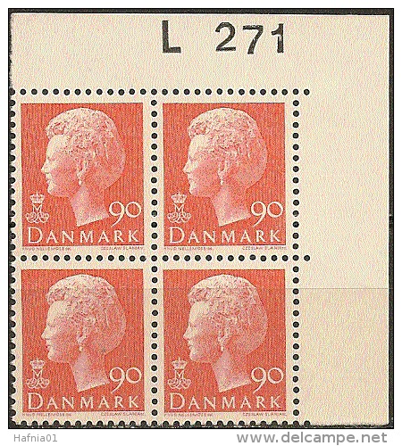 Czeslaw Slania. Denmark 1974. Queen Margrethe II. Michel 571y, Plate-block MNH. - Unused Stamps