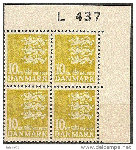 Denmark 1976. Coat Of Arms.  Michel 626, Plate-block MNH. - Unused Stamps