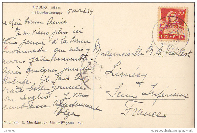 Suisse - Soglio - Postmark Soglio - Soglio
