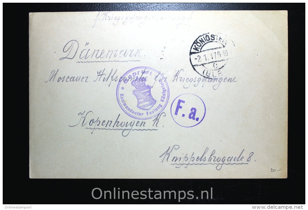 Germany:  Russian Prisoner Of War Cover,censored  Königstein Via Kopenhagen Denmark To Moscau - Briefe U. Dokumente