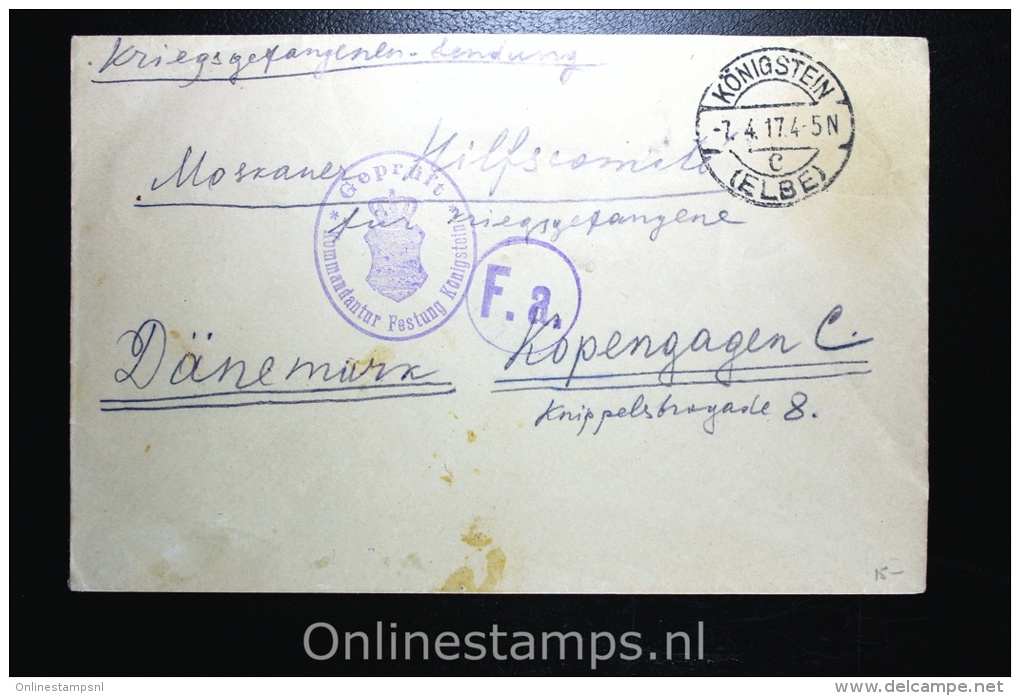 Germany:  Russian Prisoner Of War Cover,censored  Königstein Via Kopenhagen Denmark To Moscau - Briefe U. Dokumente