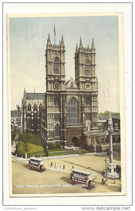 Cp, Angleterre, Londres, Westminster Abbey, West Tower, Voyagée 1935 - Westminster Abbey