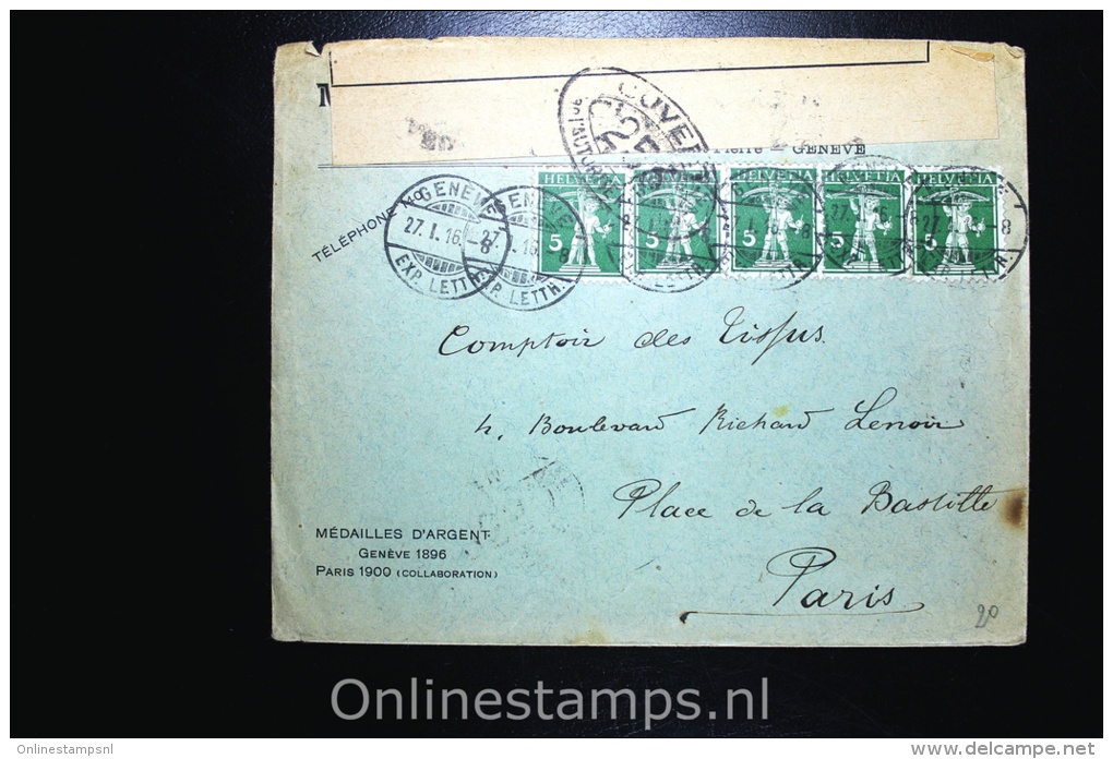 Switserland: Registered Cover Geneve To Paris  1916 Censor Opened - Briefe U. Dokumente