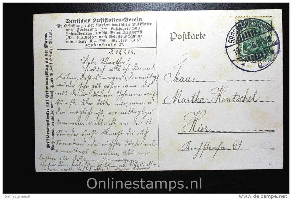 Germany, Picture Postcard Deutsche Luftflotten An De Marne , 1916 - Briefe U. Dokumente
