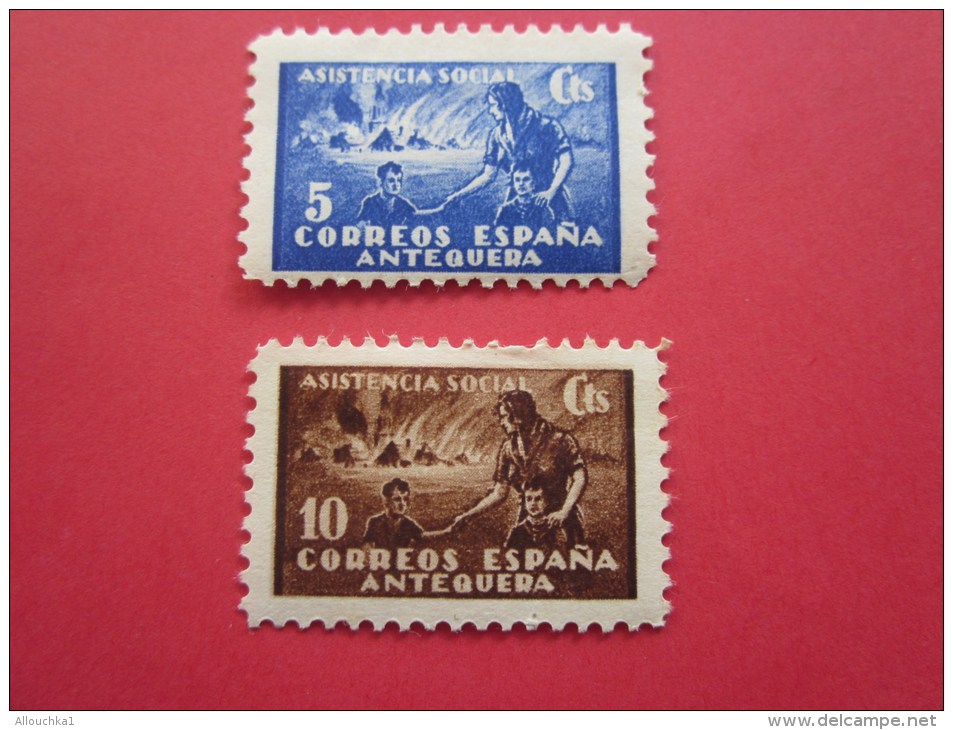 ASISTENCIA SOCIAL Coréros Espana Anteque 2 Timbre Stamp Label VIGNETTE ERINNOPHILIE Cinderellas Cenicientas Cenerretoles - Erinnophilie