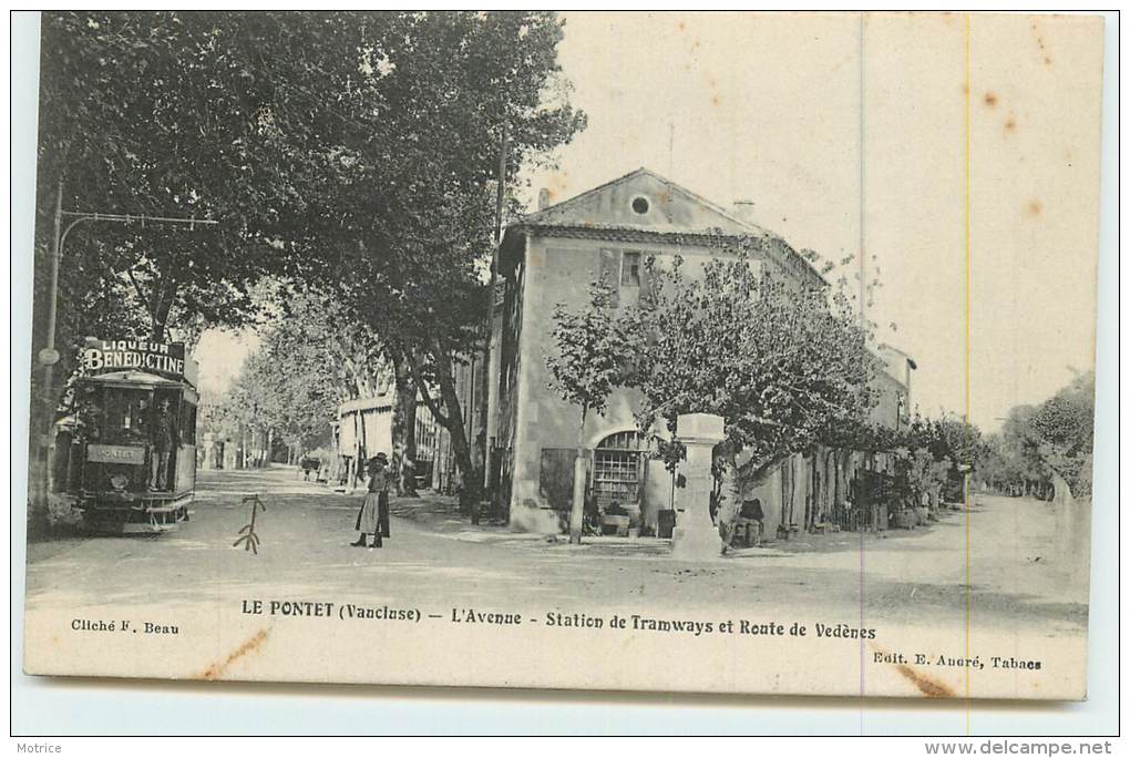 LE PONTET  - L'Avenue, Station De Tramways Et Route De Vedènes. - Le Pontet