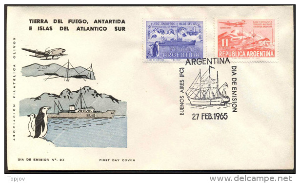 ARGENTINA   - ANTARTICA - BASE - SHIPS - PLANE - FDC - 1965 - Explorateurs & Célébrités Polaires
