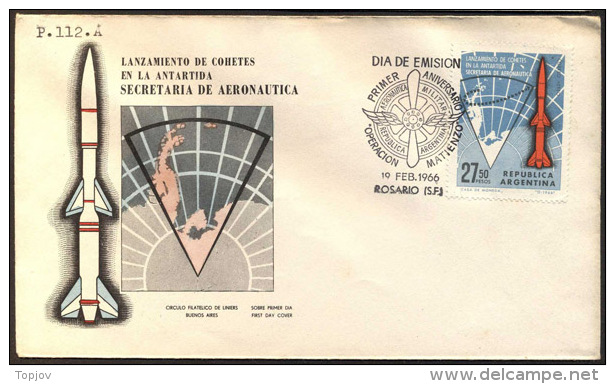 ARGENTINA   - ANTARTICA - BASE - ROCKET - MAPS - FDC - 1966 - Bases Antarctiques