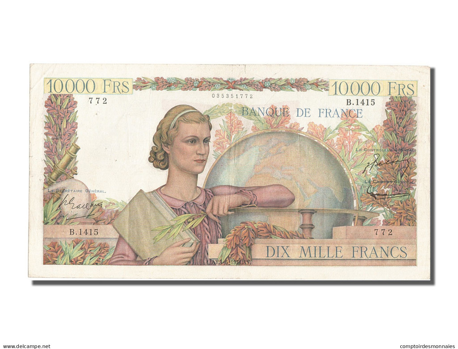 Billet, France, 10,000 Francs, 10 000 F 1945-1956 ''Génie Français'', 1951 - 10 000 F 1945-1956 ''Génie Français''