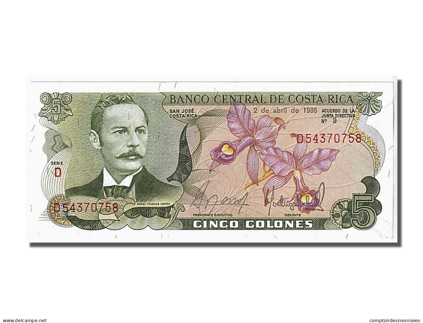 Billet, Costa Rica, 5 Colones, 1986, KM:236d, NEUF - Costa Rica