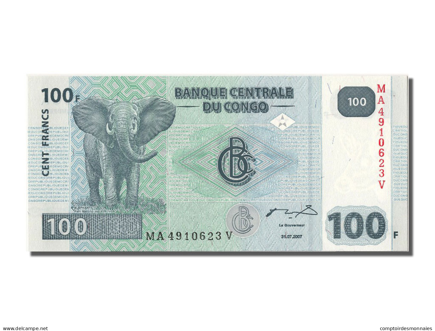 Billet, Congo Democratic Republic, 100 Francs, 2007, 2007-07-31, NEUF - Repubblica Democratica Del Congo & Zaire