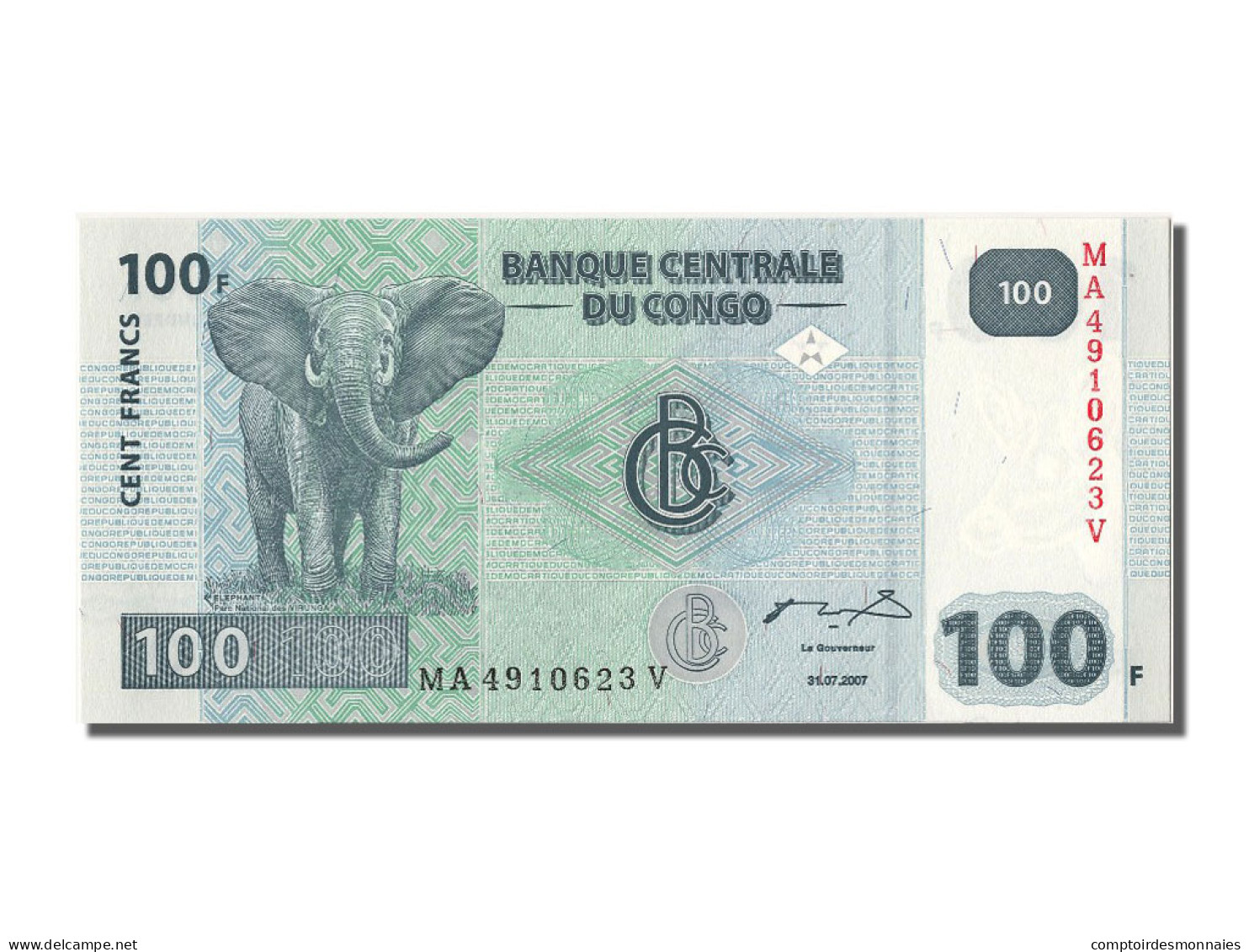 Billet, Congo Democratic Republic, 100 Francs, 2007, 2007-07-31, NEUF - République Démocratique Du Congo & Zaïre