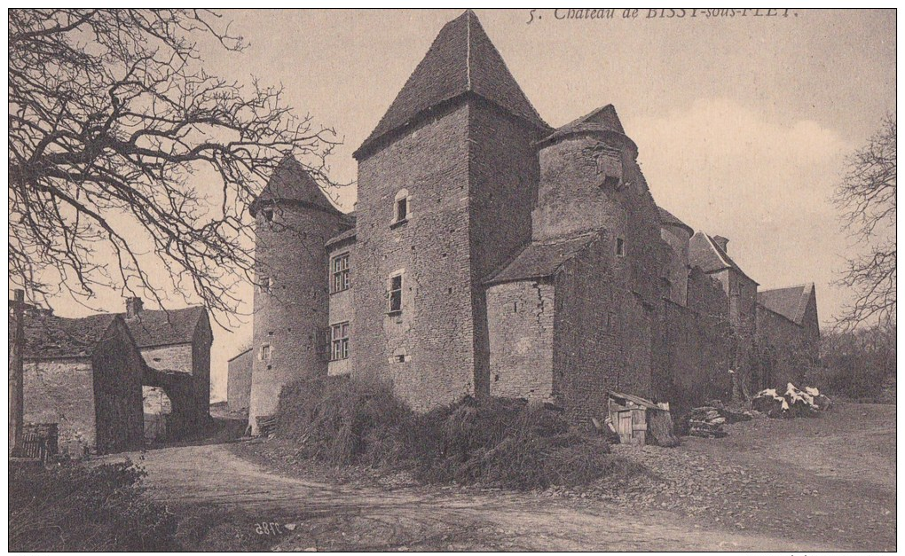 71 BISSY Sous FLEY  Petit Chemin CALVAIRE Et Jolie Vue Du CHATEAU  Collection Châteaux De Bourgogne - Other & Unclassified