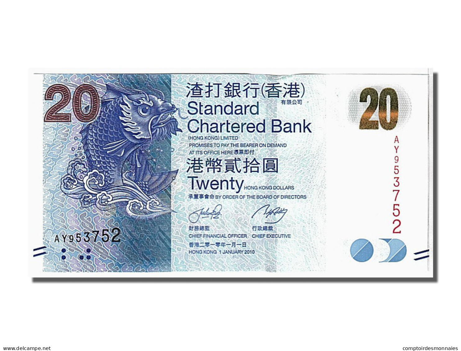 Billet, Hong Kong, 20 Dollars, 2010, KM:297a, NEUF - Hongkong