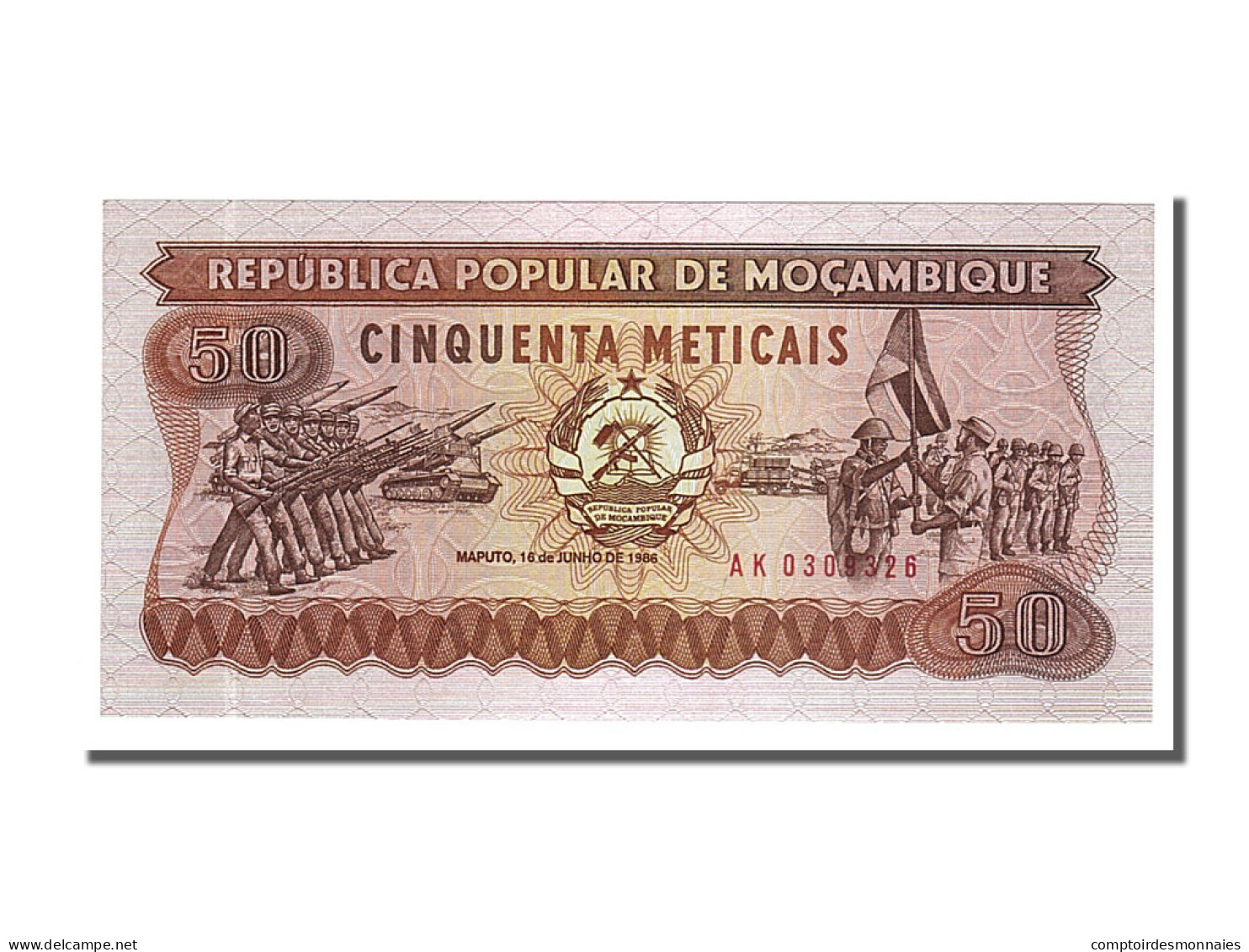 Billet, Mozambique, 50 Meticais, 1986, 1986-06-16, NEUF - Mozambique