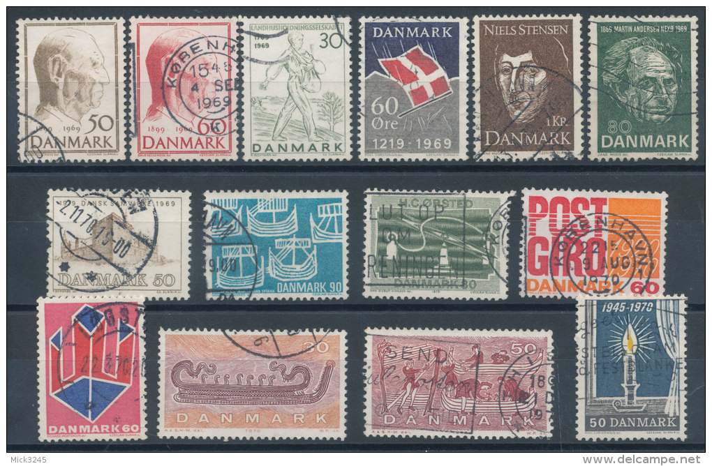 Danemark Petit Lot De 14 Timbres Divers 1969/70 - Verzamelingen