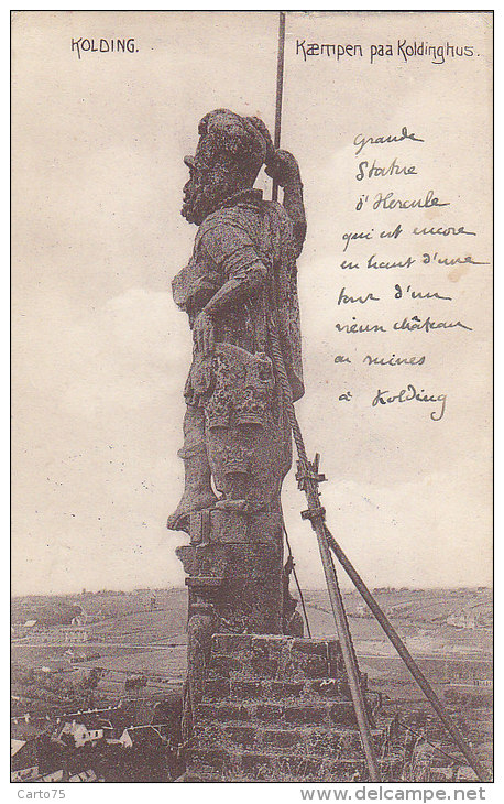 Danemark - Kolding - Kaempen Paa Koldinghus - Statue Hercule - Postmark 1911 Randers - Denmark