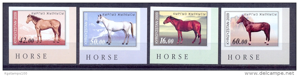 Kyrgyzstan 2009 Kyrgyz Horses 4 V. IMPERFORATED** Corner! - Kyrgyzstan