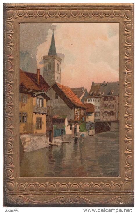 POSTCARD -PAINTING OF GERMAN TOWN BY MARCKS 1900 CA. - Paintings