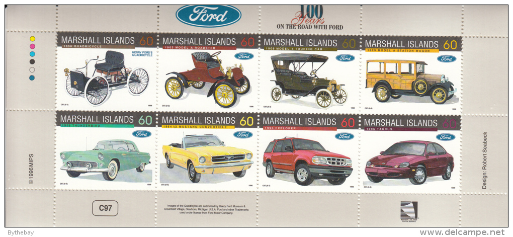 Marshall Islands MNH Scott #611 Sheet Of 8 Different 60c Ford Automobiles - Marshall Islands