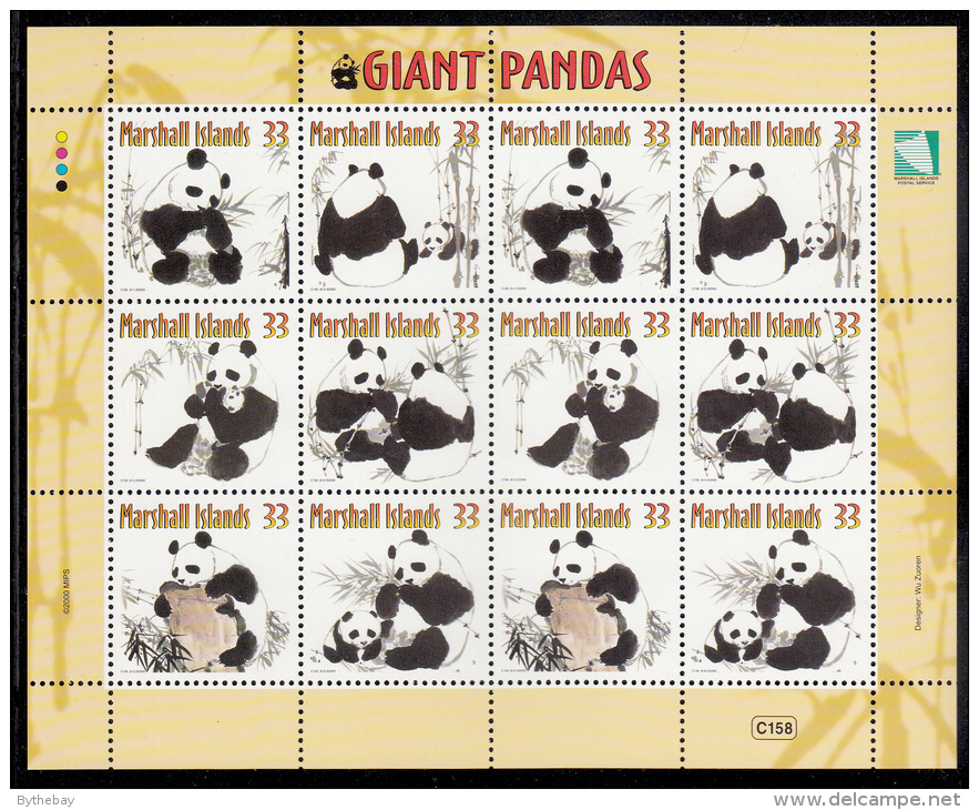 Marshall Islands MNH Scott #731 Sheet Of 2 Blocks Of 6 Different 33c Giant Pandas - Marshalleilanden