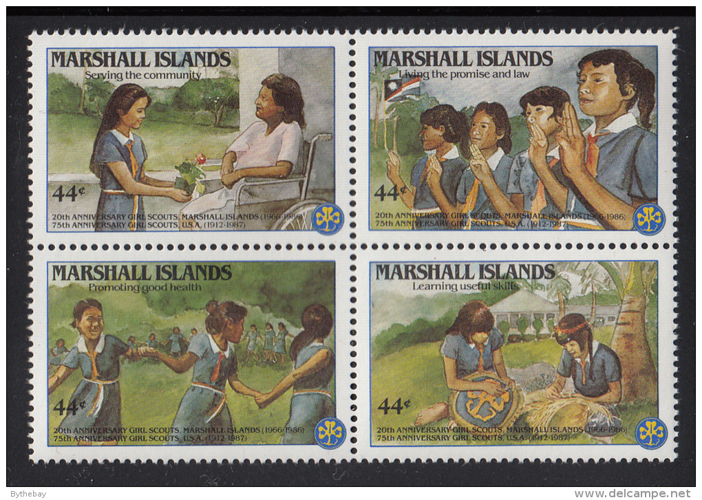 Marshall Islands MNH Scott #C12a Block Of 4 44c Girl Guides - Islas Marshall