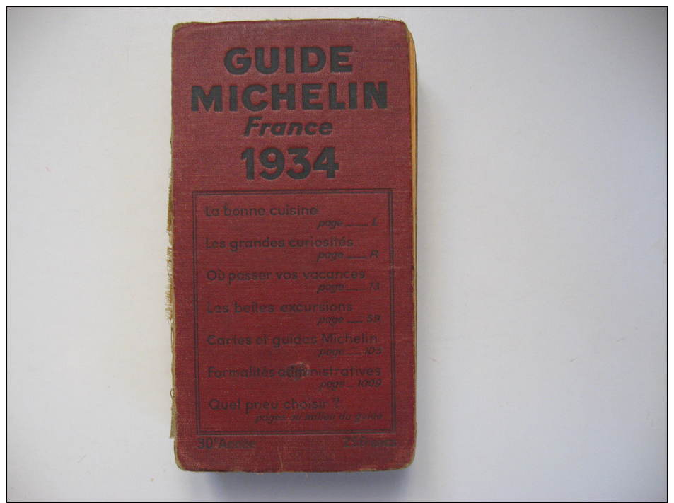 Guide Michelin Rouge France 1934 - Autres & Non Classés