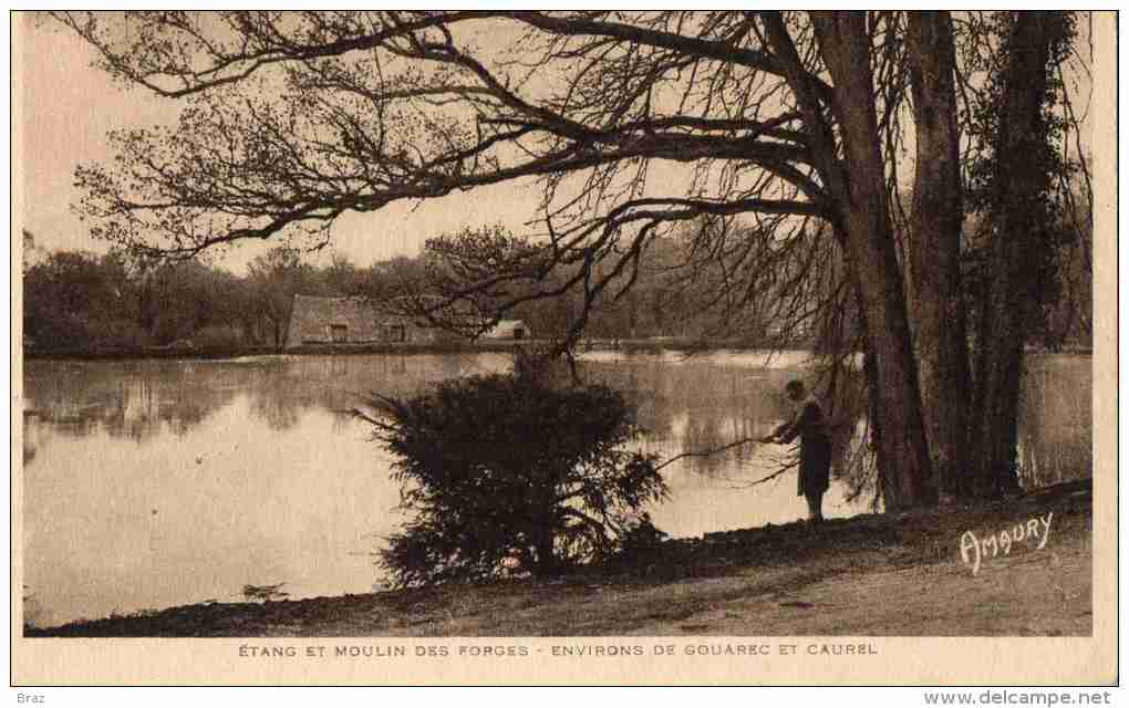 CPA   Gouarec Etang Et Moulin Des Forges - Gouarec