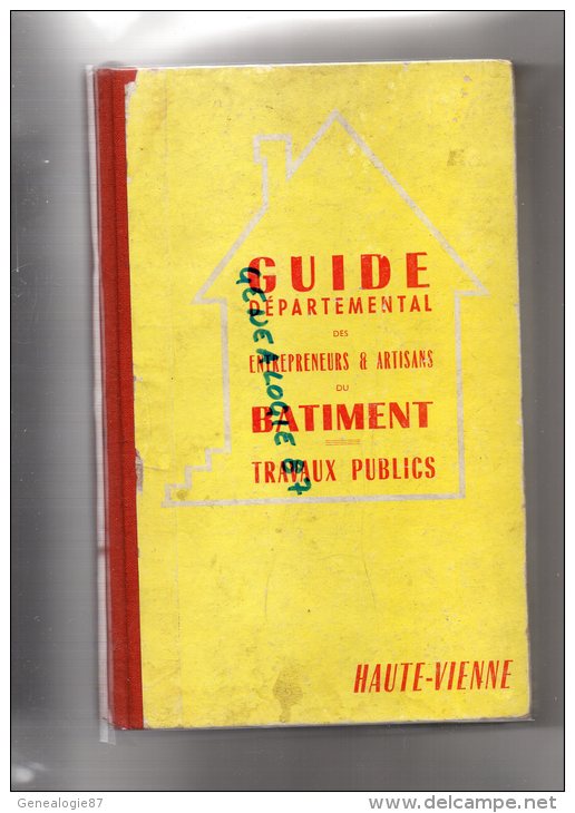 87 - GUIDE DEPARTEMENTAL DES ENTREPRENEURS & ARTISANS DU BATIMENT -TRAVAUX PUBLICS HAUTE VIENNE 1959 A 1963 - Limousin