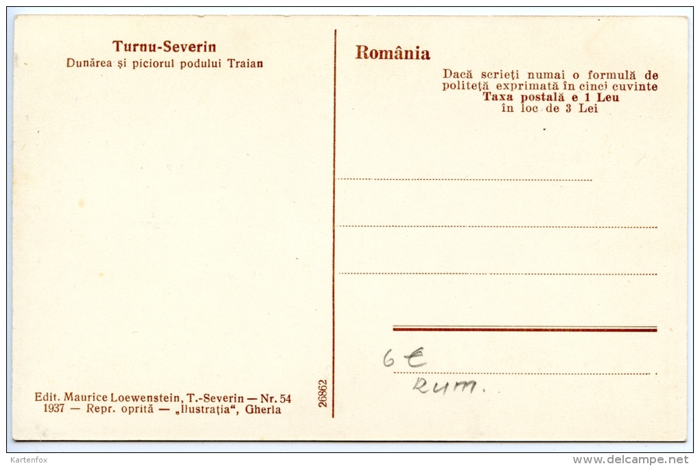 Turnu Severin, Dona, Eisenbahn-Linie, 1937 - Rumania