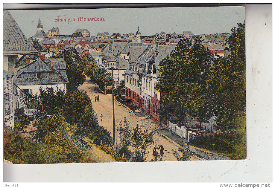 6540 SIMMERN, Strassenansicht, 1921, Eine Ecke Leicht Berieben - Simmern