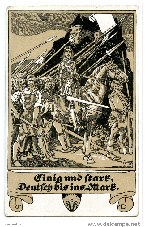 Einig Und Stark, Deutsch Bis Ins Mark, Schulverein,830, Franz Wacik,27.5.1916, Feldpost - Satirische