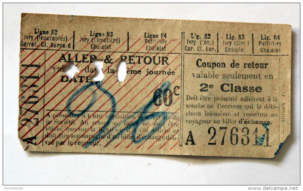 Billet Papier Ligne 82-83-84 Dans  PARIS Coll Schnabel - Europe