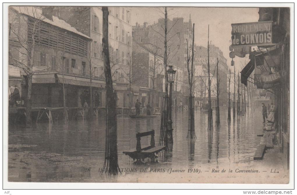 @ CPA INONDATIONS DE PARIS, CRUE DE LA SEINE, RUE DE LA CONVENTION, PARIS 75 - Inondations De 1910