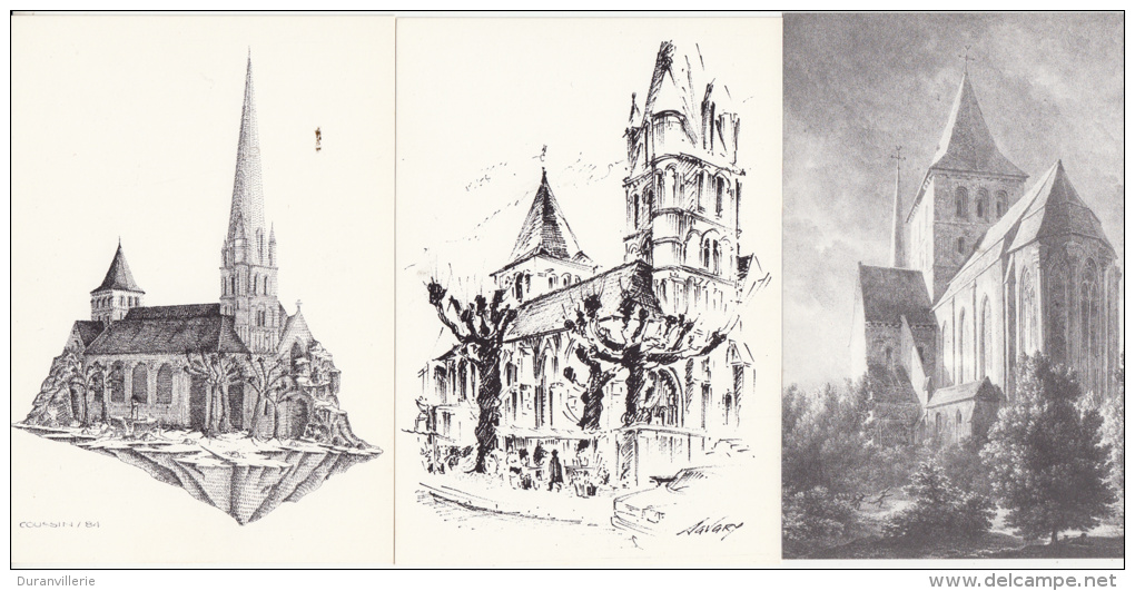 76 - Abbaye De MONTIVILLIERS. Pochette Anniversaire De 15 Cartes Postales Reproductions Dessins, Lithographies, Photos - Montivilliers